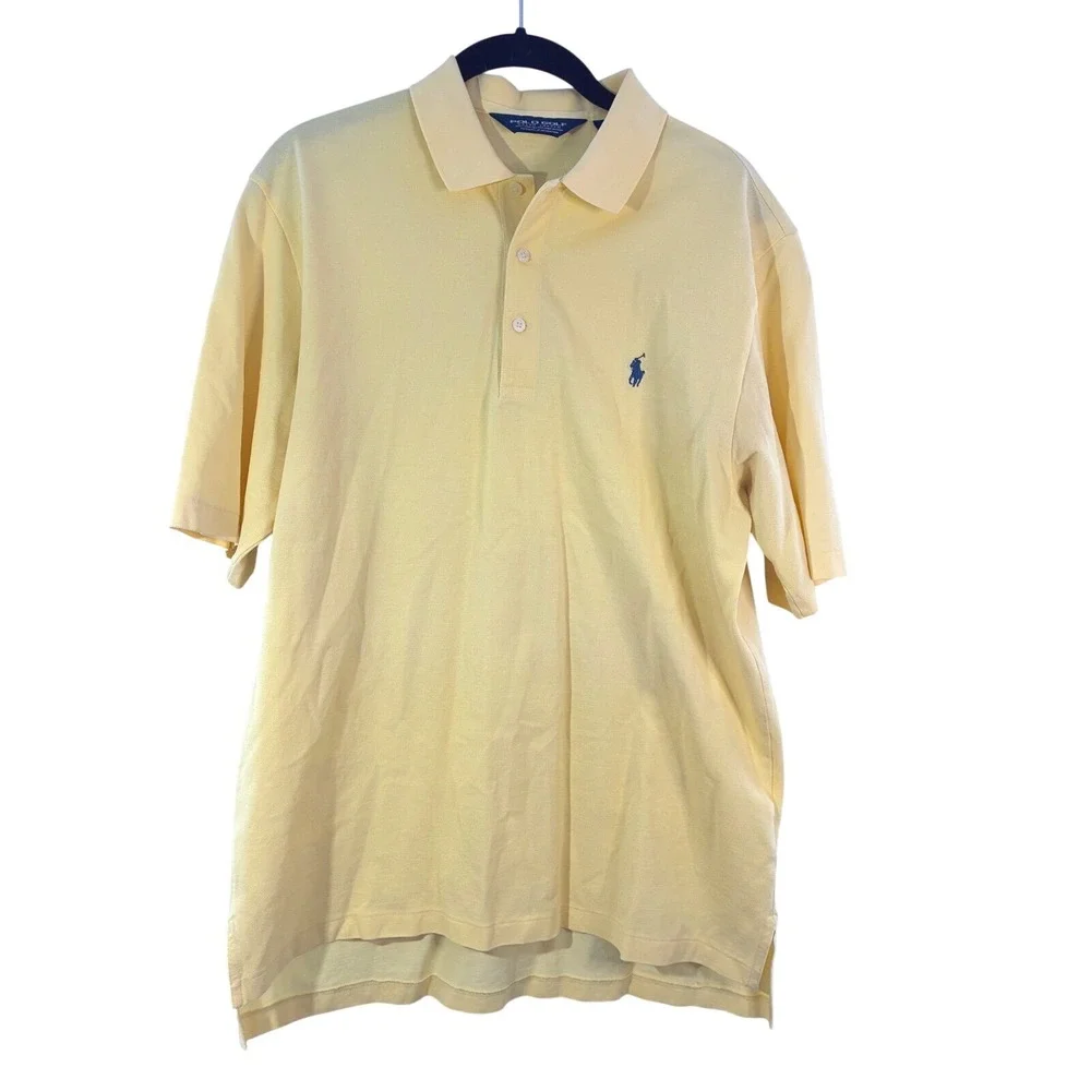 Polo Golf Ralph Lauren Pima Cotton Shirt Mens M Butter Yellow‎ Pony Logo Golf